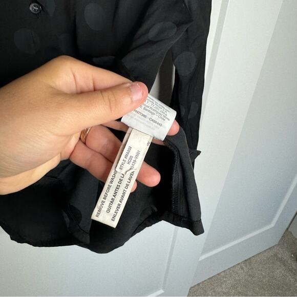 Madewell Jacquard Polka Dot Black Pajama Style Button Down Shirt Size Small - Picture 6 of 7